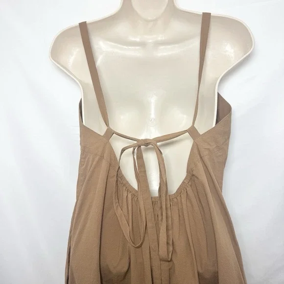 Everlane Brown Midi Pinafore Dress 6 Tiered Cotton Granola Boho Festival Capsule - Picture 4 of 9